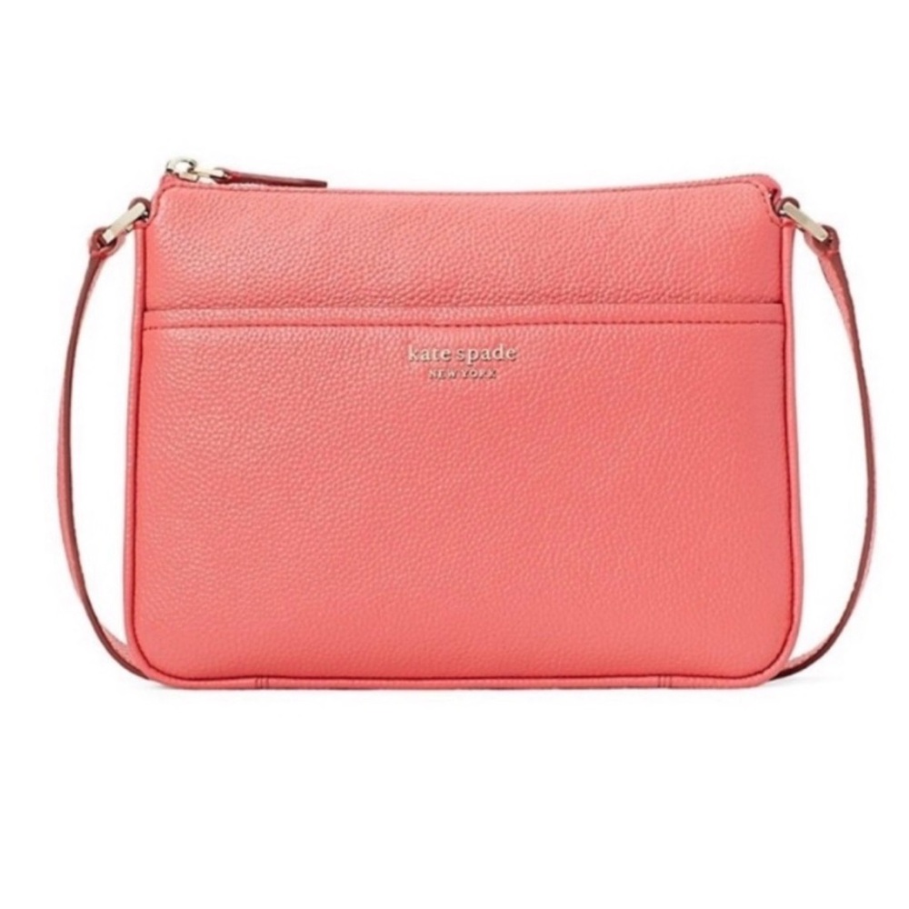 kate spade Coral Pink Pebble Leather Crossbody AND Card Holder Wallet